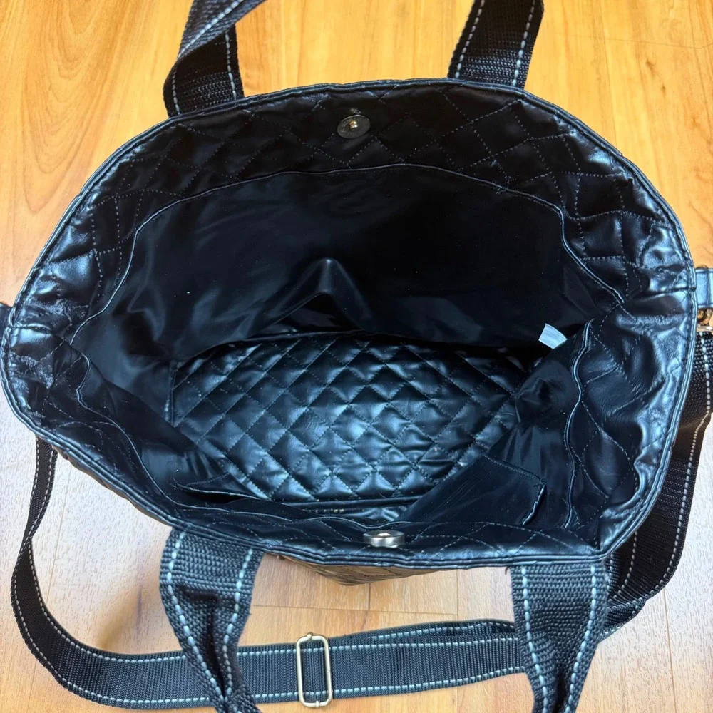 SCOUT BJ Tote Bag Black Quilted Crossbody Shoulder Bag Gold Hardware Large